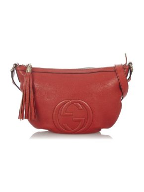 Gucci Red Leather Soho Half Moon Bag