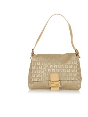 Fendi Vintage Beige Zucchino Mamma Forever Canvas Shoulder Bag