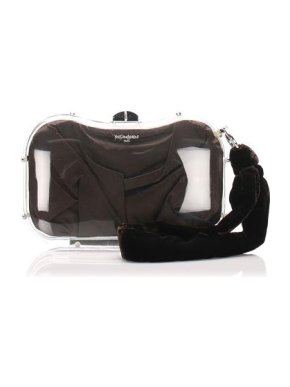 YSL Black Velvet Strap Lucite Clutch Bag