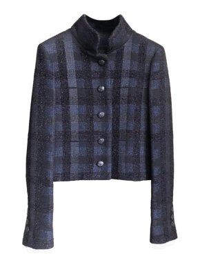Chanel Coco Brasserie Navy & Black Plaid Jacket