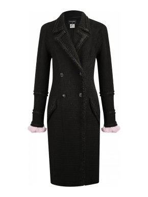Chanel Double Breasted Tweed Longline Coat