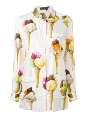 Dolce & Gabbana Ice Cream Print Silk Twill Shirt