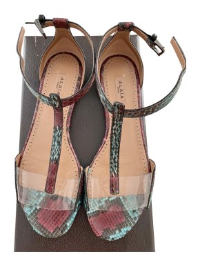 Alaia Blue & Red Python Flat Sandals