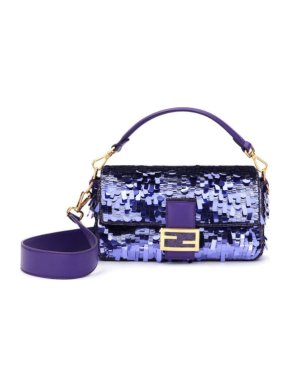 Fendi Sold Out Purple Sequin Medium Baguette Bag