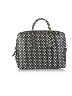 Prada Geometric Print Saffiano Leather Business Bag