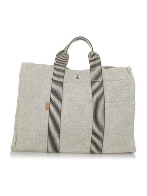 Hermes Vintage Grey Canvas Fourre Tout MM Bag