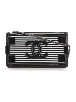 Chanel Boy Brick Striped Patent Leather Chain Strap Bag