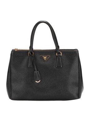 Prada Black Saffiano Leather Galleria Double Zip Satchel