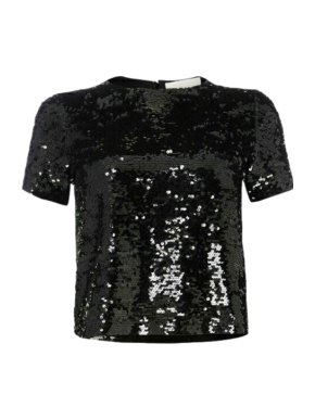 Michael Kors Black Sequin Cropped Top