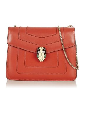 Bvlgari Red Leather Serpenti Forever Leather Bag