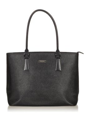 Burberry Vintage Black Leather Shopping Tote Bag