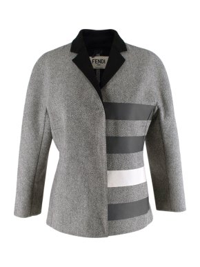 Fendi Black & White Microtweed Striped Riding Blazer