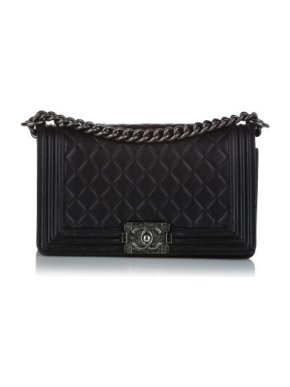 Chanel Medium Boy Black Lambskin Leather Bag