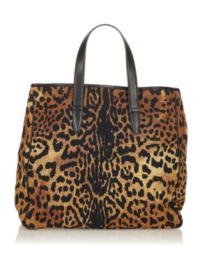 Yves Saint Laurent Vintage Leopard Print Shopper Tote Bag