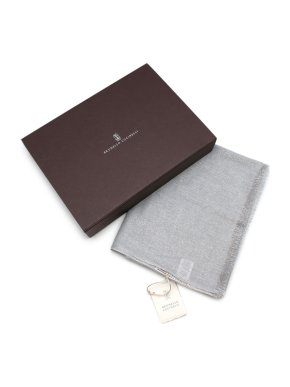 Brunello Cucinelli Grey Metallic Cashmere Shawl Scarf