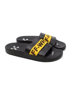 Off-White Yellow & White Logo Belt Web Sliders