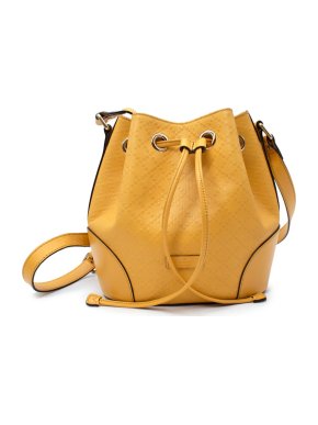Gucci Yellow Diamante Embossed Small Leather Bucket Bag