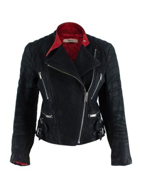 Celine Black Distressed Leather Biker Jacket
