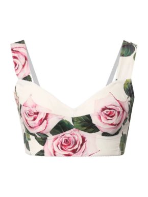 Dolce & Gabbana Rose Print Bustier Crop Top
