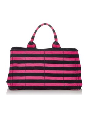 Prada Striped Canvas Canapa Righe Tote Bag