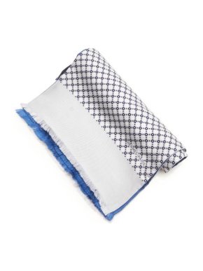 Hermes Blue and White Double Faced Silk Scarf