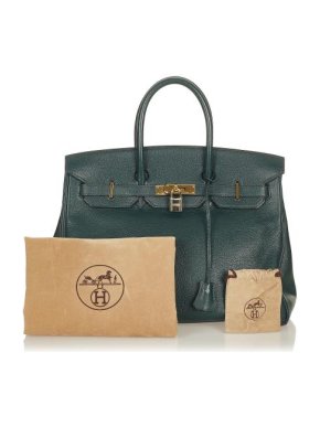 Hermes Ardennes Green Leather Birkin 35