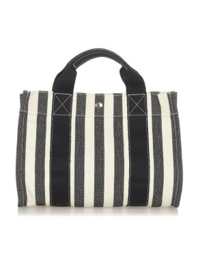Hermes Vintage Canvas Striped Cannes PM Tote Bag