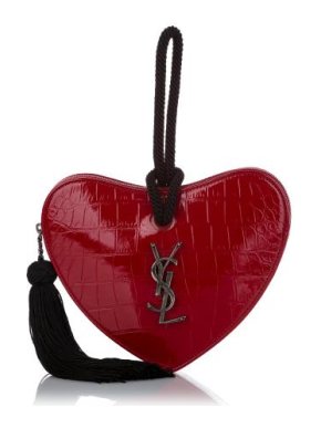 Saint Laurent Red Embossed Crocodile Sac Coeur Minaudiere