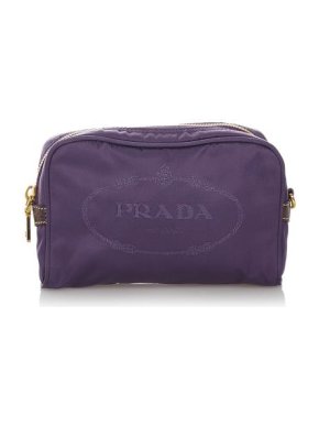 Prada Purple Canapa Logo Tessuto Logo Pouch