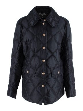 Chanel Black Silk-Mix Quilted Jacket