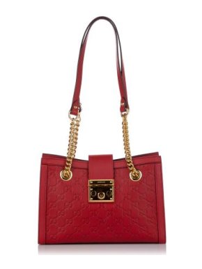 Gucci Red Guccissima Leather Padlock Bag