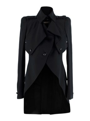 Alexander McQueen Black Crepe Cut-Out Long Tail Coat