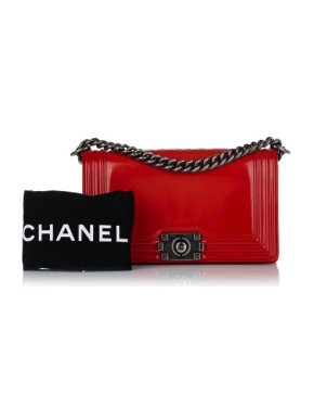 Chanel Red Patent Boy Flap Bag