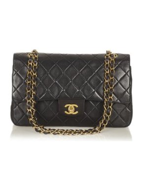 Chanel Black Lambskin Leather Classic  Double Flap Bag