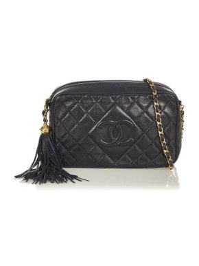 Chanel Black Lambskin Leather CC Matelasse Shoulder Bag
