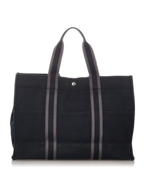 Hermes Vintage Black Canvas Fourre Tout MM Bag