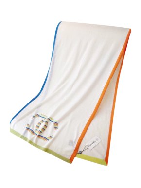 Chanel Multicolour & White Cashmere Logo Shawl Scarf