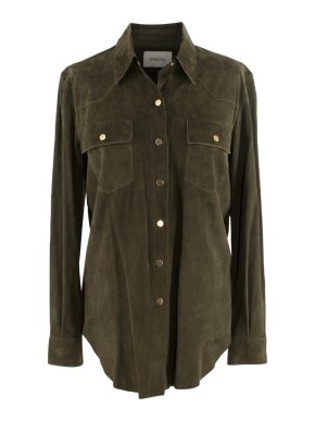 La Mania Khaki Suede Western Shirt