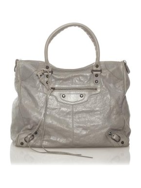 Balenciaga Vintage Grey Motocross City Cracleque Leather Bag