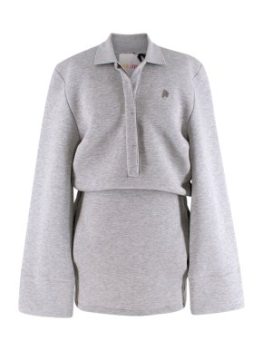The Attico Grey Marl Jersey Polo Mini Dress