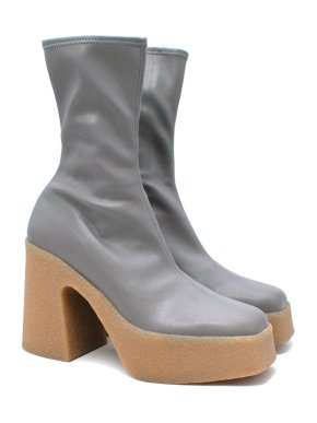 Stella McCartney Skyla Light Grey Faux Leather Platform Ankle Boots