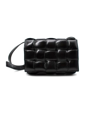 Bottega Veneta Black Cassette Padded Intreciatto Leather Shoulder Bag