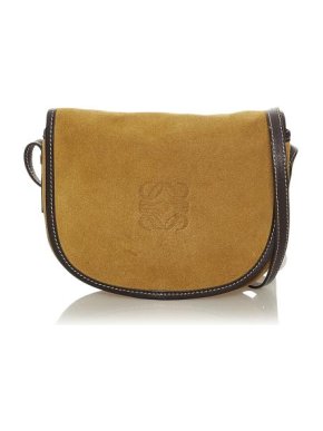 Loewe Vintage Gold Suede Anagram Cross Body Bag