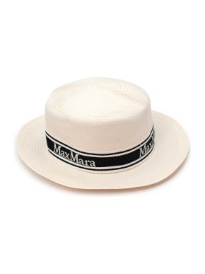 MaxMara Ivory Straw Hat with Grosgrain Band