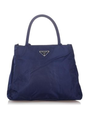 Prada Vintage Blue Tessuto Nylon Tote Bag