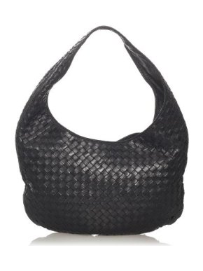 Bottega Veneta Vintage Black Intrecciato Leather Hobo Bag