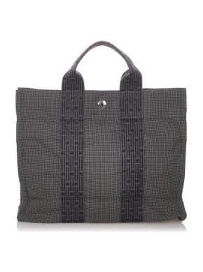 Hermes Vintage Grey Canvas Herline PM Tote Bag