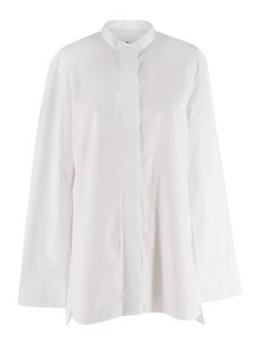 +j Jil Sander Uniqlo White Supima Cotton Grandad Shirt