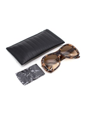 Victoria Beckham Havana Horn Square Oversized Sunglasses