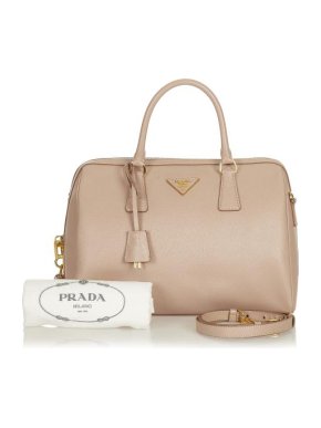 Prada Nude Saffiano Leather Top Handle Bag
